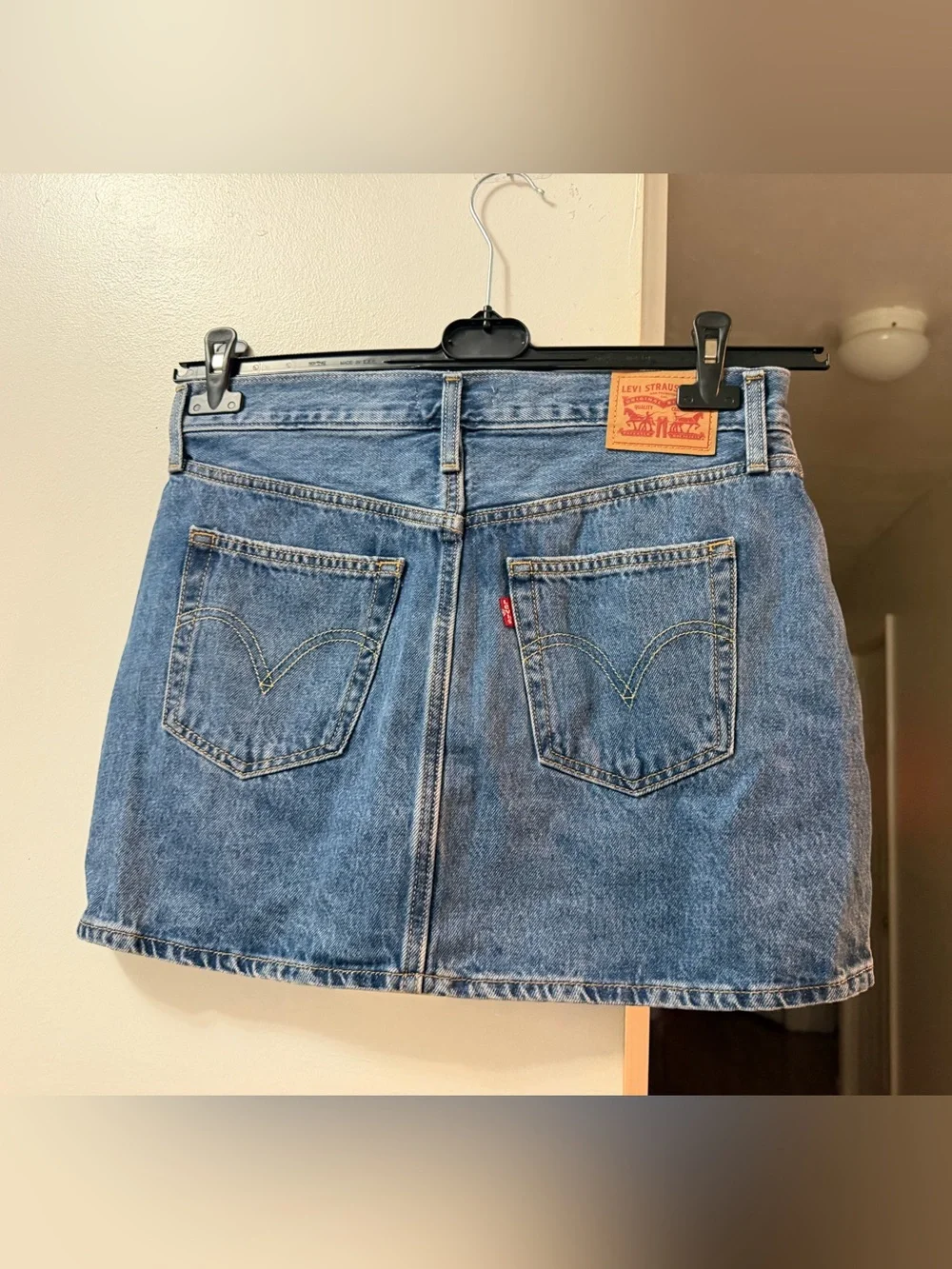 Levi's Medium Blue Denim Mini Skirt with Red Tab